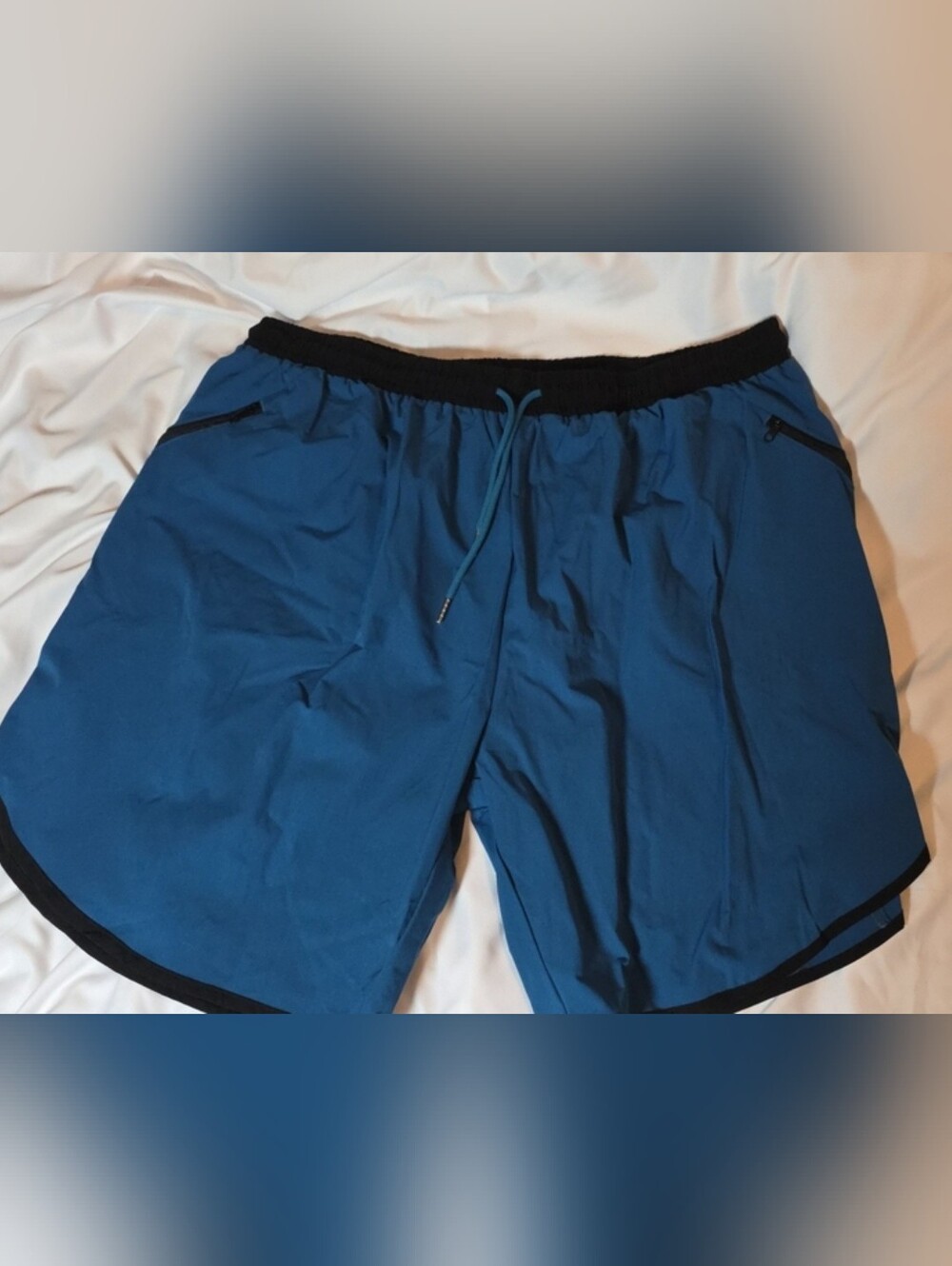 Coofandy Blue Athletic Drawstring Shorts with Black Trim XXL NWT